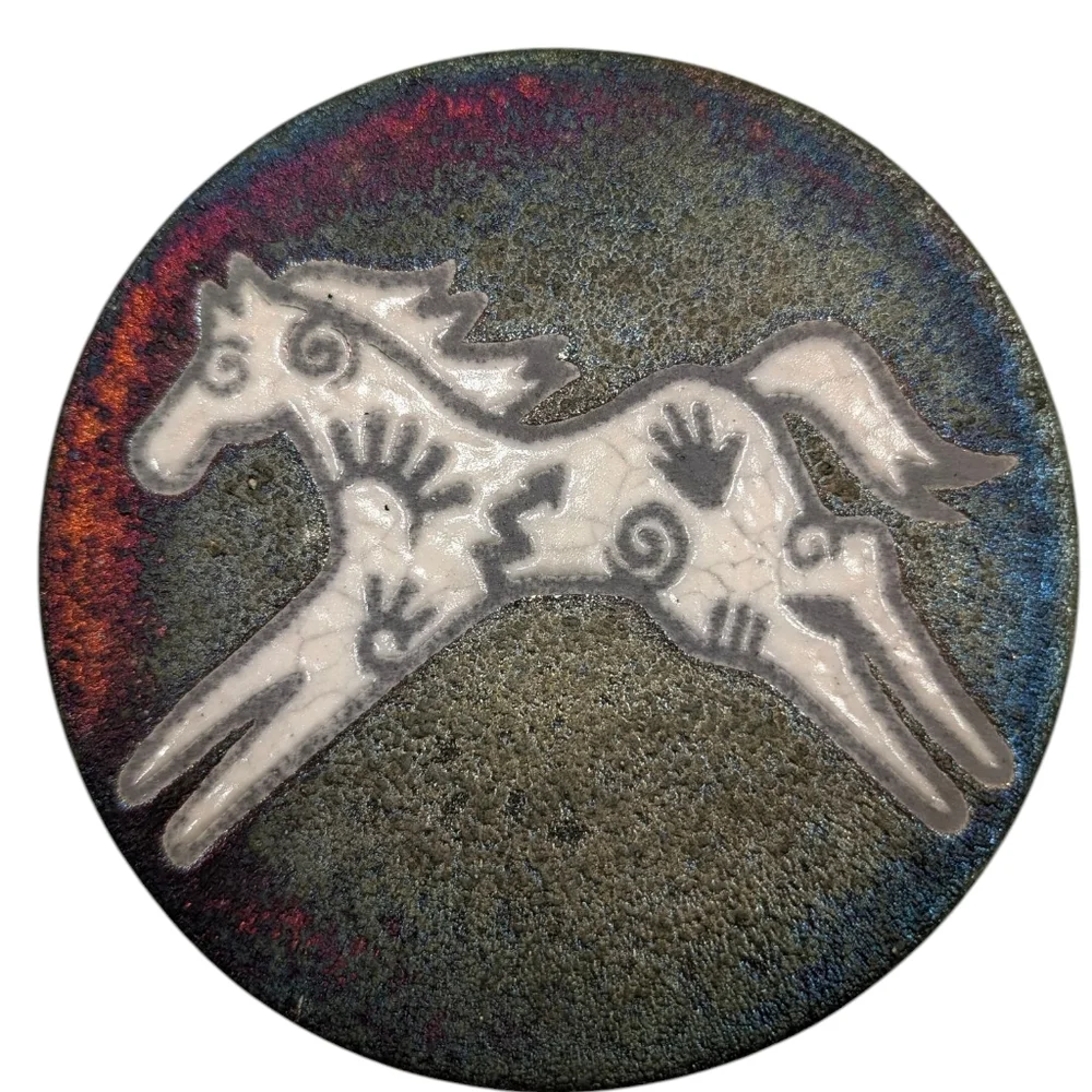 Jeremy Diller Raku Coaster Of Running Horse